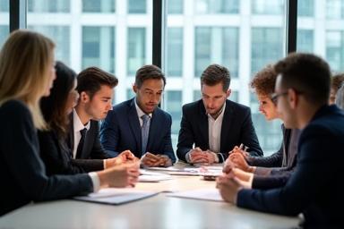 Business professionals in a meeting.