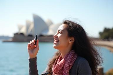 International students exploring Sydney Opera House.